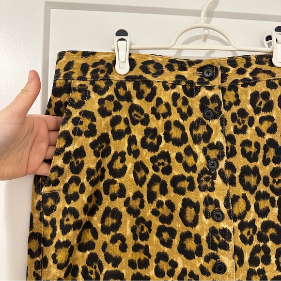 Lauren Ralph Lauren Leopard Print Button Front Skirt Linen Blend Size 14 Women’s - Picture 4 of 10